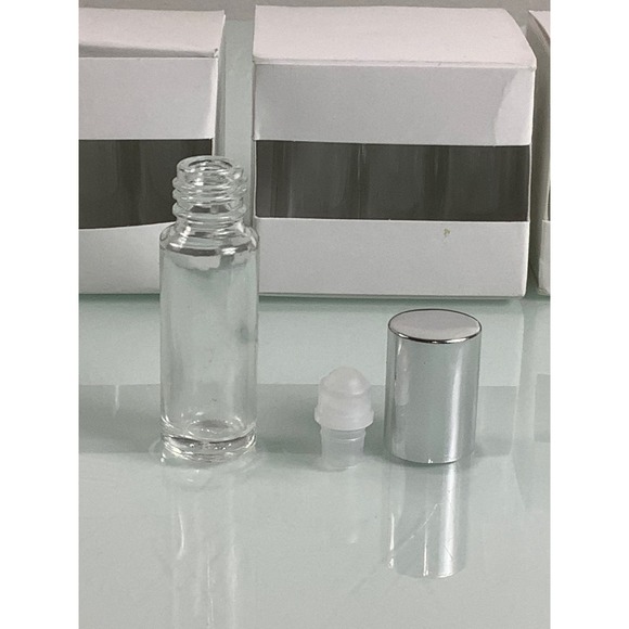 Clear glass silver cap with roll on bottles 5 ml or 1/6 oz Qty 23 units NEW - Picture 2 of 6